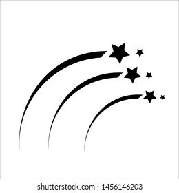 Abstract Falling Star - Black Shooting Star with Elegant Star Trail on White Background