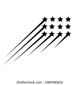 Abstract Falling Star - Black Shooting Star with Elegant Star Trail on White Background