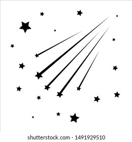 Abstract Falling Star - Black Shooting Star with Elegant Star Trail on White Background
