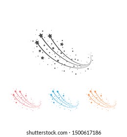 Abstract Falling Star - Black Shooting Star with Elegant Star Trail on White Background - Meteoroid, Comet, Asteroid, Stars - New Years Eve, Lucky Greeting and Holiday Season Symbol, Icon, Silhouette