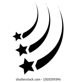 Abstract Falling Star - Black Shooting Star with Elegant Star Trail on White Background