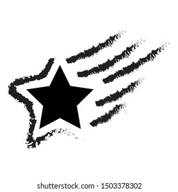 Abstract Falling Star - Black Shooting Star with Elegant Star Trail on White Background