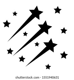 Abstract Falling Star - Black Shooting Star with Elegant Star Trail on White Background