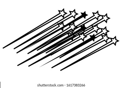 Abstract Falling Star - Black Shooting Star with Elegant Star Trail on White Background