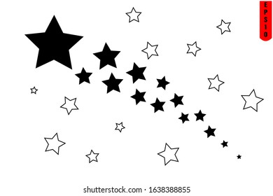 Abstract Falling Star - Black Shooting Star with Elegant Star Trail on White Background