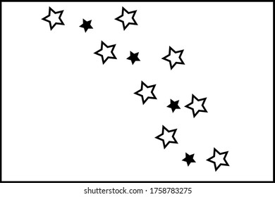 Abstract Falling Star - Black Shooting Star with Elegant Star Trail on White Background - Meteoroid, Comet, Asteroid, Stars
