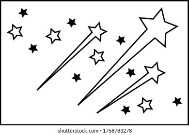 Estrella de caída abstracta - Estrella de tiro negro con elegante sendero estrella sobre fondo blanco - Meteoroide, Cometa, Asteroide, Estrellas