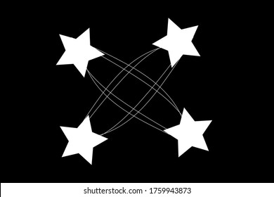 Abstract Falling Star - Black Shooting Star with Elegant Star Trail on White Background - Meteoroid, Comet, Asteroid, Stars
