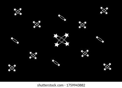 Abstract Falling Star - Black Shooting Star with Elegant Star Trail on White Background - Meteoroid, Comet, Asteroid, Stars