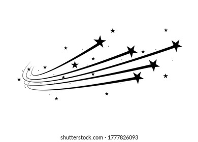 Abstract Falling Star - Black Shooting Star with Elegant Star Trail on White Background