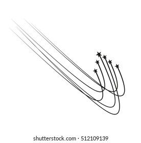 Abstract Falling Star - Black Shooting Star with Elegant Star Trail on White Background - Meteoroid, Comet, Asteroid, Stars