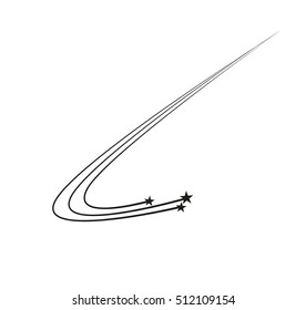 Abstract Falling Star - Black Shooting Star with Elegant Star Trail on White Background - Meteoroid, Comet, Asteroid, Stars