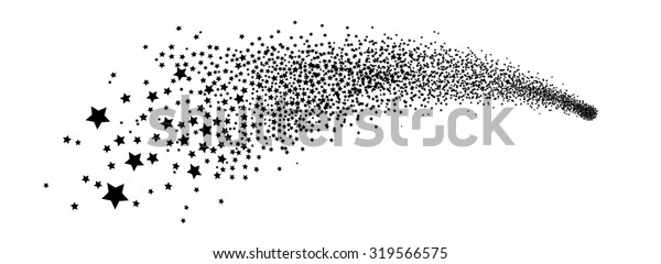 Abstract Falling Star - Black Shooting Star\
with Elegant Star Trail on White Background - Meteoroid, Comet,\
Asteroid, Stars - New Years Eve, Lucky Greeting and Holiday Season\
Symbol, Icon,\
Silhouette.