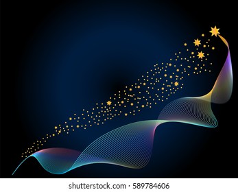 Abstract Falling Star on black background - Meteoroid, Comet, Asteroid, Stars
