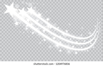 Abstract Falling Star - Star Trail on White Background - Meteoroid, Comet, Asteroid, Stars