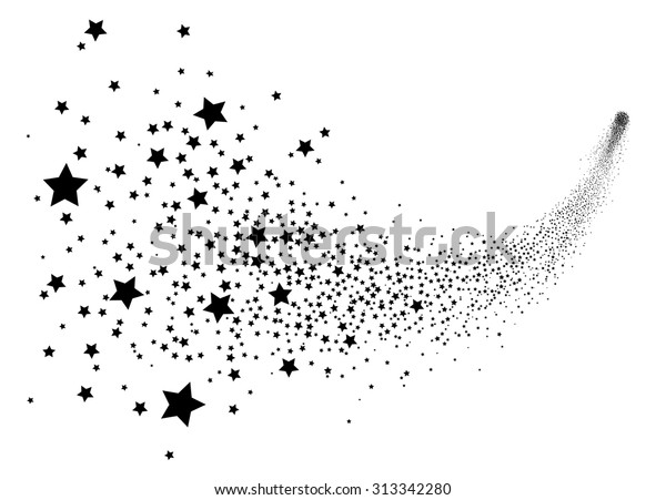 Abstract Falling Star Vector - Black Shooting Star\
with Elegant Star Trail on White Background - Meteoroid, Comet,\
Asteroid, Stars