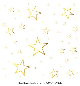 Abstract falling star vector. Illustration with golden christmas stars on white background