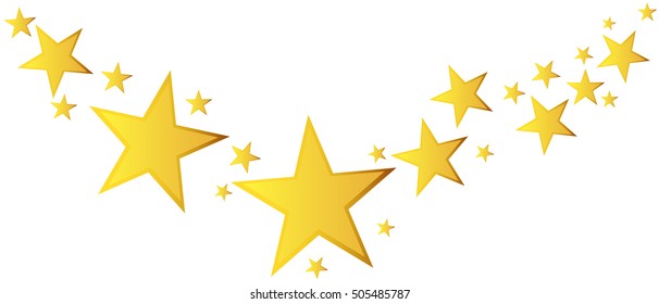 Abstract falling star vector. Illustration with golden christmas stars on white background