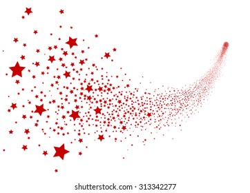 Abstract Falling Star Vector - Red Shooting Star with Elegant Star Trail on White Background - Meteoroid, Comet, Asteroid, Stars