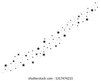 Abstract falling stars. Black stars on a white background. Star shooting with an elegant star. Meteoroid, comet, asteroid, stars. Stardust trail, comet line. Vector illustration