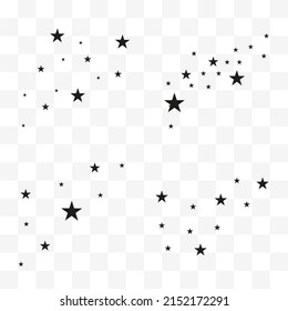 Abstract falling stars on a white background. Asteroid, comet line, meteoroid, black stars. Vector illustration