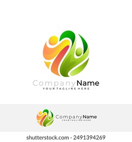 Plantilla Abstractas del logotipo del cuidado familiar, logotipo de la gente con el diseño social