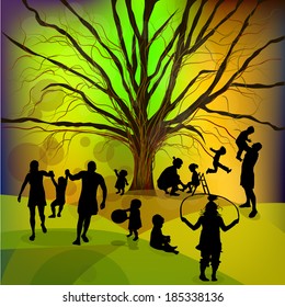 Abstract family, childhood, tree. Vector