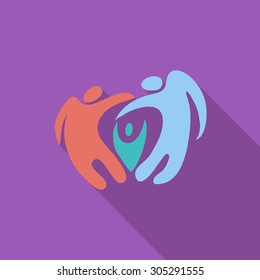 Abstract family icon. Flat vector related icon with long shadow for web and mobile applications. It can be used as - logo, pictogram, icon, infographic element. Vector Illustration.