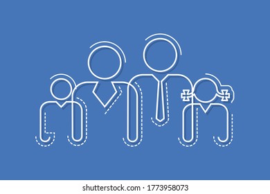 Abstract family icon linear. Father, mother, daughter, and son concept vector symbol