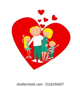 Abstract family icon. Together symbol. Happy Valentine's Day. Vector logo