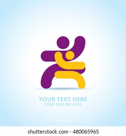 Abstract family logo, design concept, emblem, icon, flat logotype element for template.