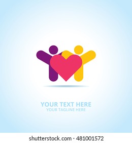 Abstract family logo, design concept, emblem, icon, flat logotype element for template.