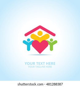 Abstract family logo, design concept, emblem, icon, flat logotype element for template.

