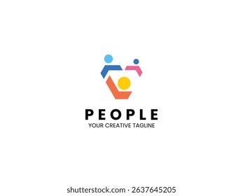 Abstract family logo, people and community logo in colorful design