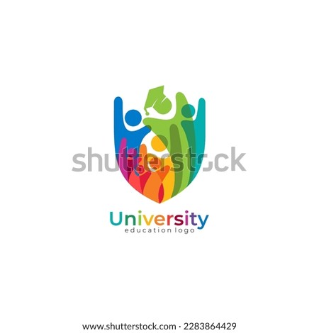 Abstract family logo with simple design , shield icon and student