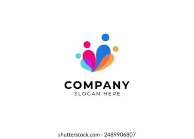 abstract family love care logo in colorful flat vector design style