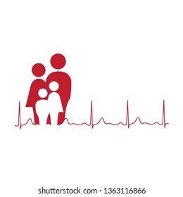 abstract family as a part of heart line, logo icon