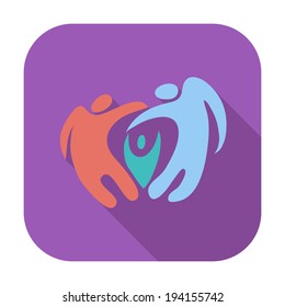 Abstract family. Single flat color icon. Vector illustration.