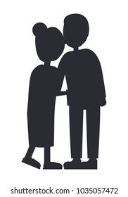 Abstract family template, black and white banner isolated on bright backdrop, lovely relatives, family consist from man and woman, cheerful couple
