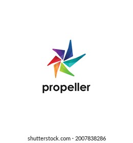 Abstract Fan Propeller Shape Logo Design Template