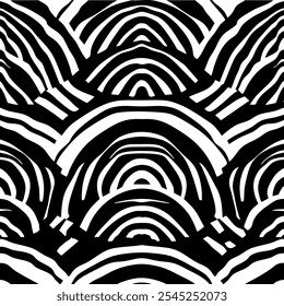 Abstract fan stripe pattern. Hand drawn fan shaped seamless patterns. Geometric pattern and asymmetry. illustration for fashion and surfaces. Japanese style