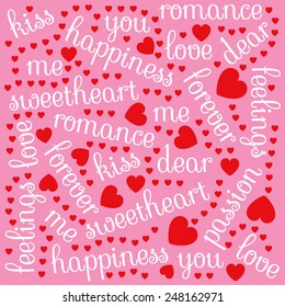 Abstract fancy pattern for Valentine's Day with words