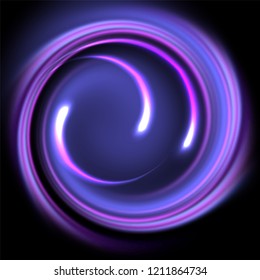 Abstract fantastic background with neon round frame and space portal into another dimension