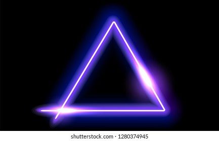 Abstract fantastic background with neon trigonal frame and space portal into another dimension