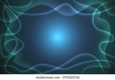 Abstract fantastic background with smooth lines in green and blue tones.