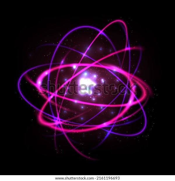 Abstract fantastic cosmic shape with orbs and
partcles. Shiny pink and violet sparkle. Vector illustration for
your graphic design.