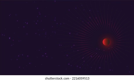 Abstract fantastic design red planet explosion in dark space background.