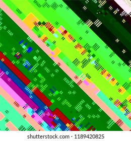 Abstract fantastic glitched background, vector geometric diagonal monitor error pattern. EPS10 vector.