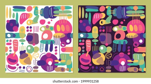 Abstract, fantasy background of geometric shapes, mixing bright, psychedelic colors - seamless pattern. Background for fabric, textile, wallpaper, poster, web site, card, gift wrapping paper 