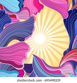 Abstract fantasy background with glowing sun